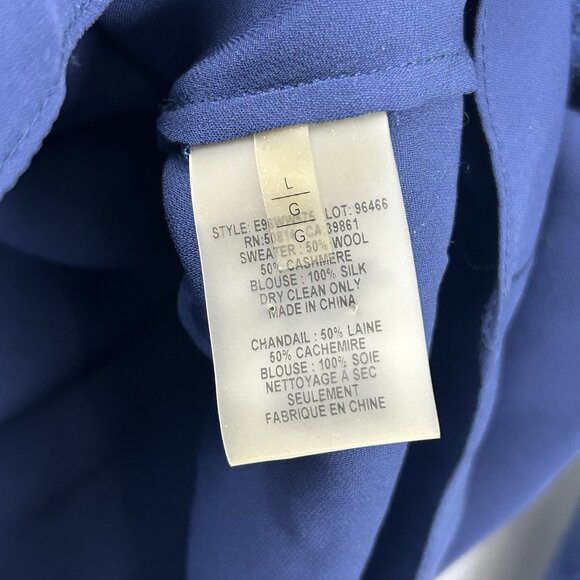 ELIE TAHARI L Sweater Popover Grey Blue Gradient Cashmere Silk Modernist Funnel - Picture 6 of 15